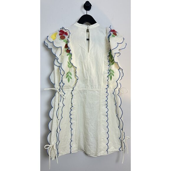 FARM RIO x Anthropologie Embroidered Ruffle Mini Dress in At The Table Small NWT - Picture 8 of 14